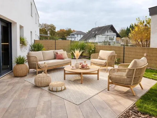 Maison plain pied avec jardin verdoyant