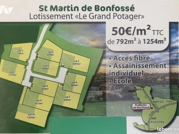 Terrain 1137 m² ST MARTIN DE BONFOSSE