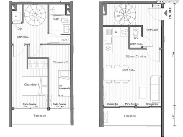 Appartement T3-8 couchages 60m2