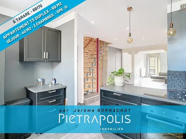 TARARE CENTRE - APPARTEMENT T3 EN DUPLEX - 70 M² - 2 CHAM