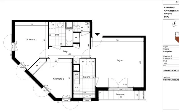 Appartement 3 pièces 68 m²