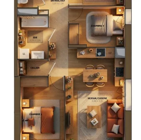 Opportunité à saisir pour ce bel appartement 3 chambres, au 1er étage sur 2 avec terrasse exposée pl