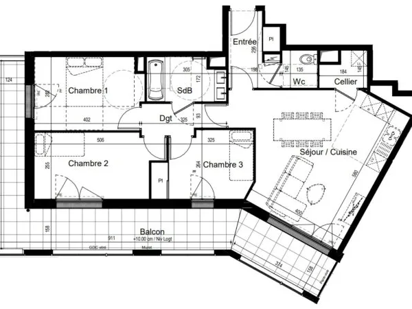 Appartement 4 pièces 77 m²