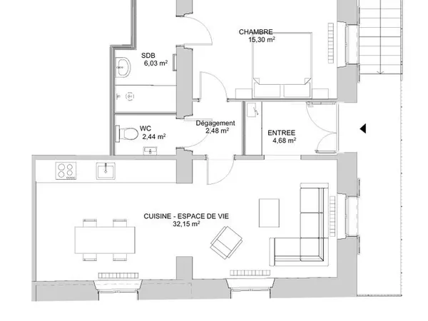 Logement rénové en plein vignoble