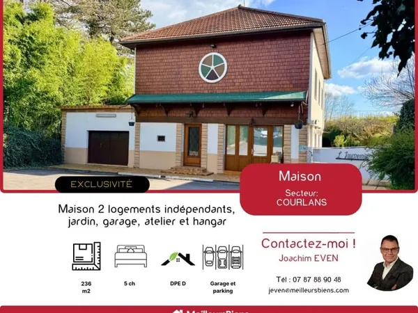 Maison de 236 m2 avec 2 logements, jardin et atelier