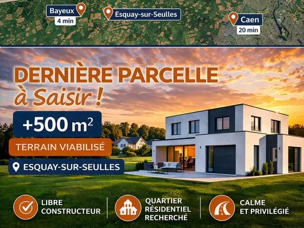 Bayeux grand terrain à bâtir 521m2
