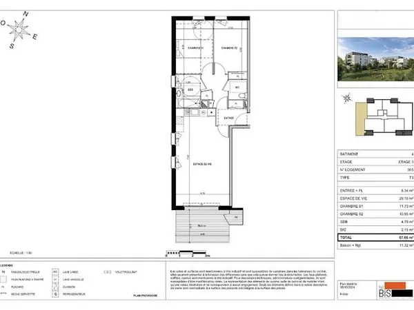 Appartement 3 pièces 67 m²