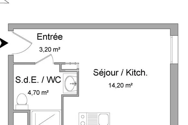 Appartement 1 pièce 22 m²