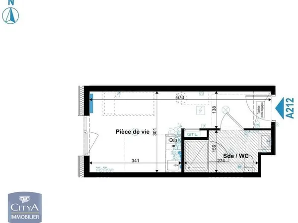 Appartement 1 pièce 19 m²