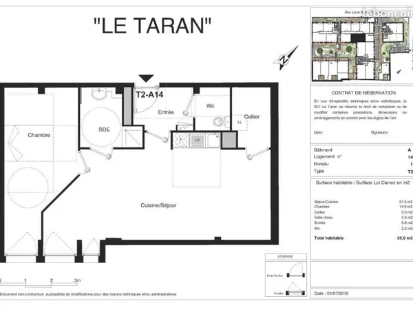 Appartement 2 pièces 59 m²