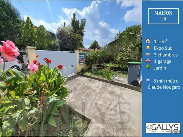 Maison MINIMES 114 m², 3 chambres, JARDIN et Garage
