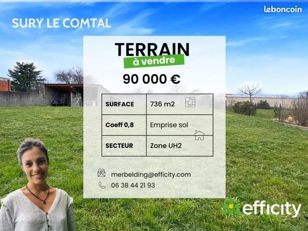Terrain 736 m² Sury Le Comtal