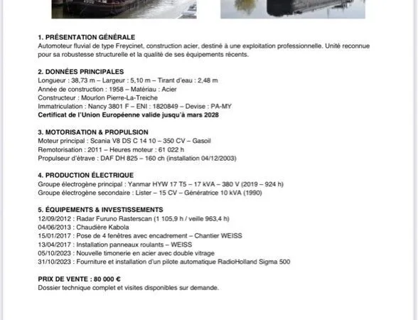 Péniche à vendre