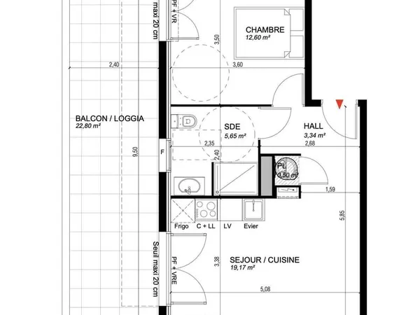 Appartement 2 pièces 42 m²