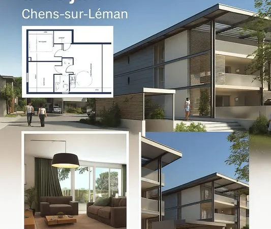 À louer : Appartement T3 avec jardin - Résidence haut de gamme à Chens-sur-Léman