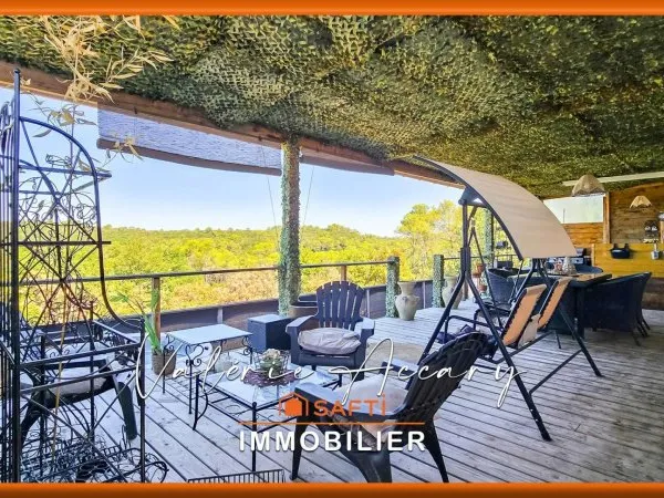 Rocbaron : Mobil-home T4 de 57 m² sur un terrain de 290 m² avec terrasse de 100 m², spa, cave de 30 