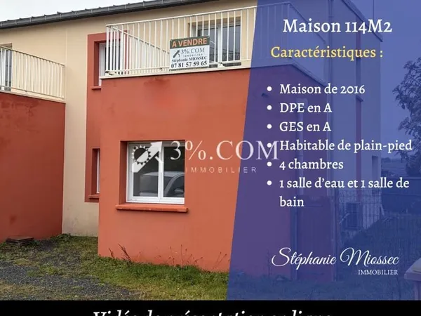 Maison contemporaine de 2016 - 114m2 habitable - 4 chambres