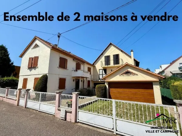 Ensemble immobilier : deux maisons avec jardin et garage