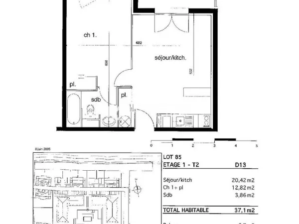 Appartement 2 pièces 37 m²