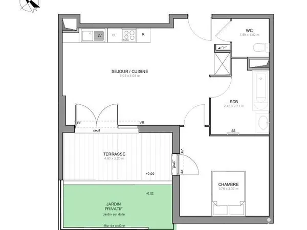 Appartement 2 pièces 50 m²