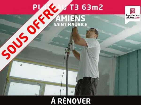 Plateau appartement 3 pièces 63 m2 à rénover - Amiens Saint- Maurice