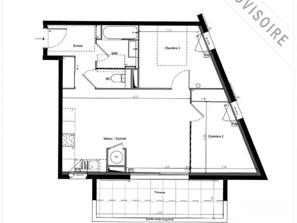 Appartement T3 - 53,49 m² - 269 000 € - Castries (34160