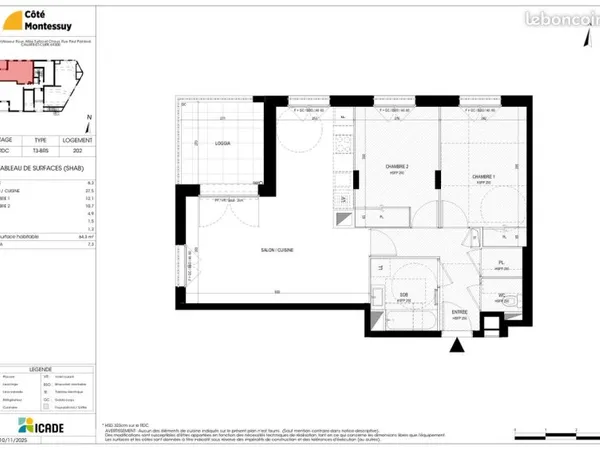Appartement 3 pièces de 64,30 m²
