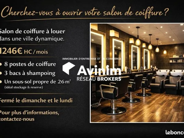 Salon de coiffure 37 m² Herblay