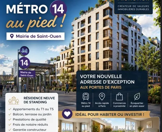 --EXCEPTIONNEL A SAINT-OUEN - EN FACE DU MÉTRO 14 MAIRIE DE SAINT-OUEN