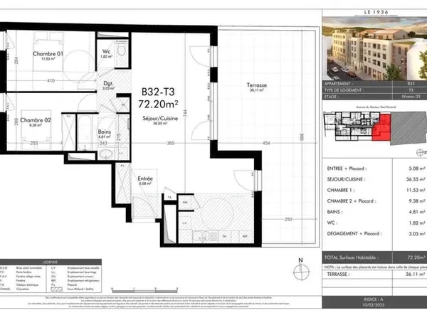 Appartement 2 pièces 72 m²