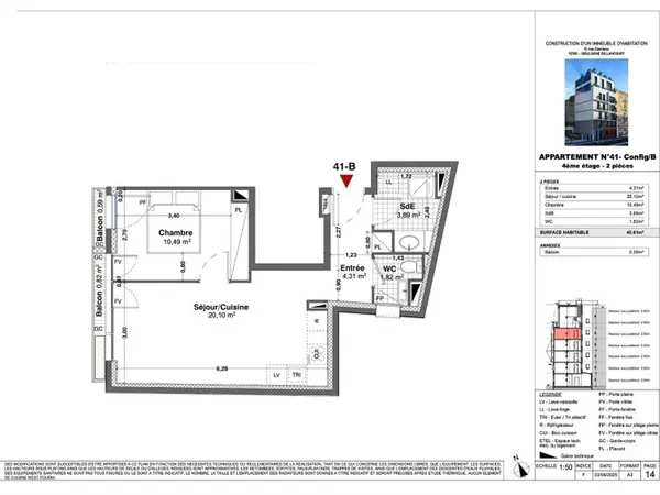 Appartement Boulogne Billancourt 2 pièce(s) 40.61 m2