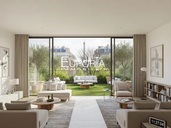 Appartement T4 de prestige 127m² avec jardin de 88,5m2 vue Tour