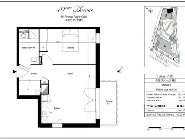 Appartement Vente Pessac 2p 44m² 195000€