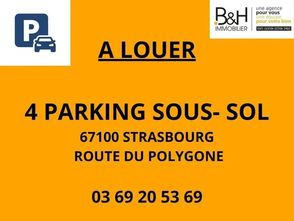ROUTE DU POLYGONE STRASBOURG - A LOUER : 4 PARKINGS SOUS-SOL