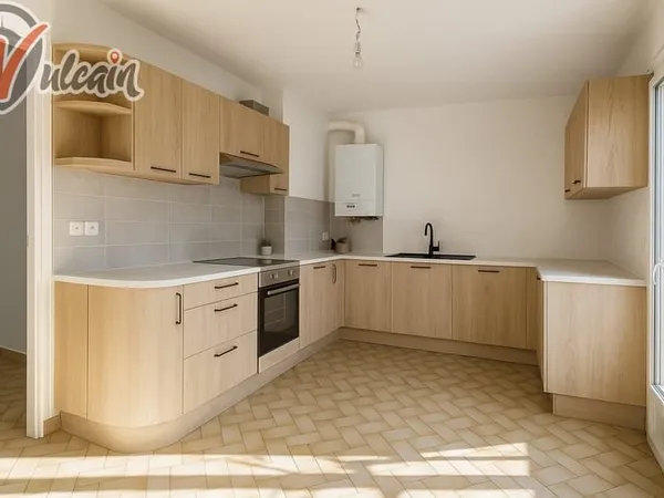 Maison 3 chambres, jardin et garage.