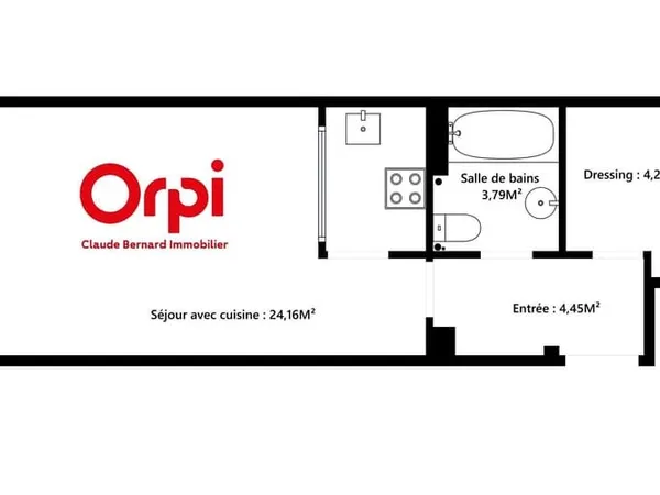 Studio 1 pièce 37 m²