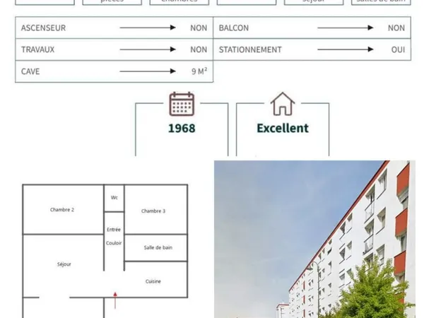 Spacieux T4 lumineux de 68m² - 3 chambres - Parking & Cave