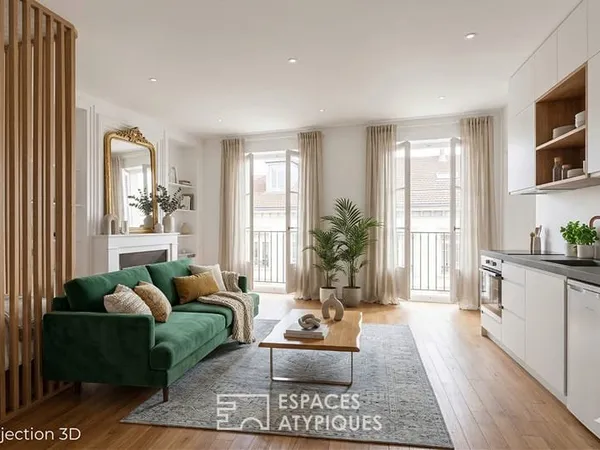 Appartement ancien en plateau à rénover avec balcon filant
