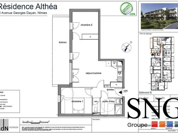 Appartement 3 pièces 58 m²