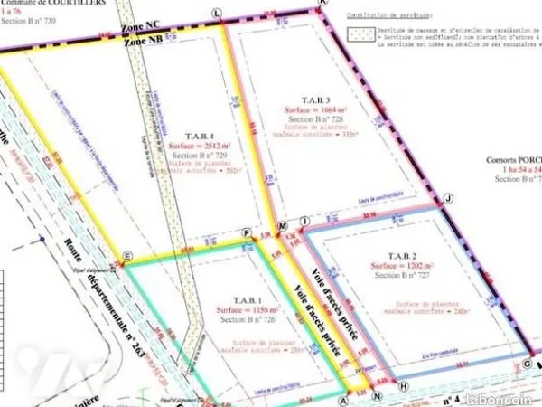 Terrain 1664 m² COURTILLERS
