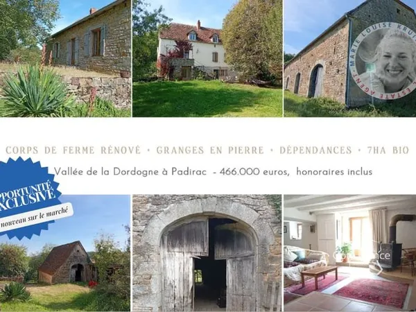 Charmant corps de ferme rénové avec granges en pierre, dépen