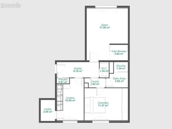 DISPONIBLE - Nantes Quartier Tortière T2 meublé 59m², Garage fermé, Cave, Buanderie