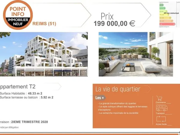 Appartement moderne à Reims avec terrasse spacieuse