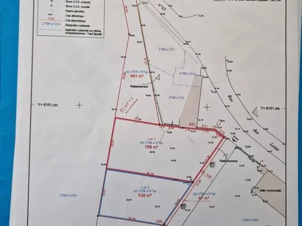 Terrain constructible à vendre - 799m²