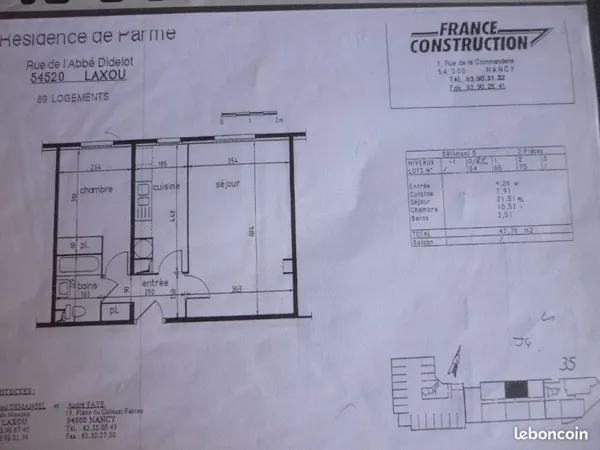 Appartement maréville - laxou