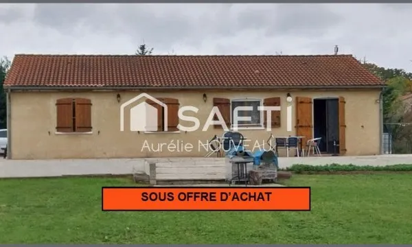 Maison de plain-pied, 3 chambres, terrain 1744m², double garage