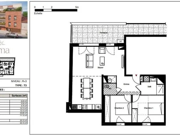 Appartement 3 pièces 71 m²