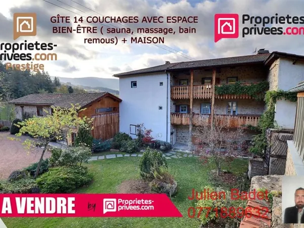 Ensemble Gîte grande capacité avec espace détente et maison d'habitation avec terrain de 6000m2 envi