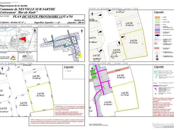 Terrain constructible 800 m2 Le Mans Nord