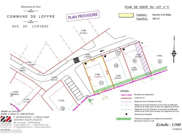 Terrain 425 m² Loffre